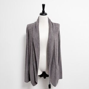 Barefoot Dreams Cozychic Lite Grey Open Front Mid Length Circle Cardigan L XL